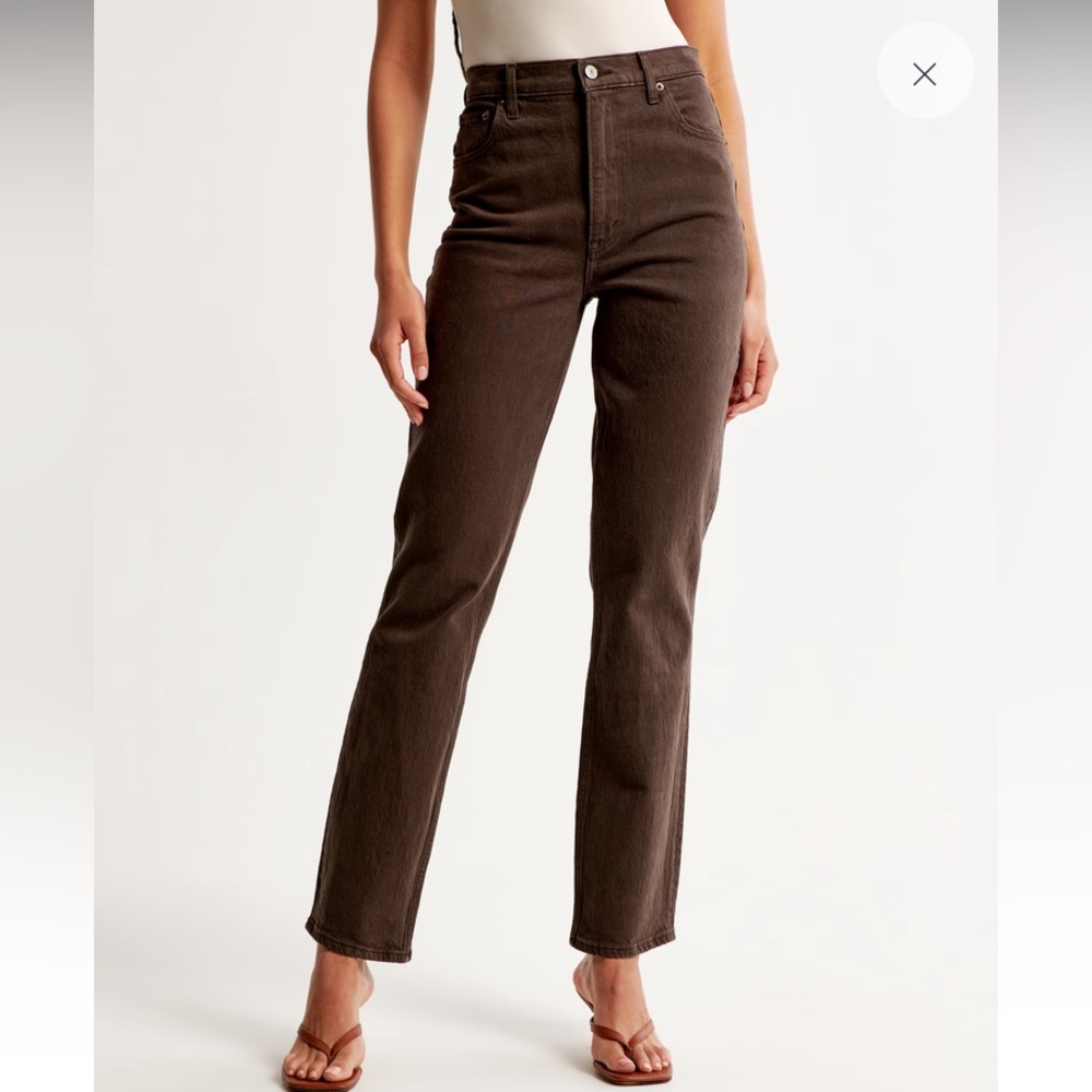 Abercrombie & Fitch Womens Size 33Short Brown 90s Straight Ultra High Rise Jeans